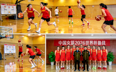 中国女篮备战2026女篮世界杯训练场景及队员合影